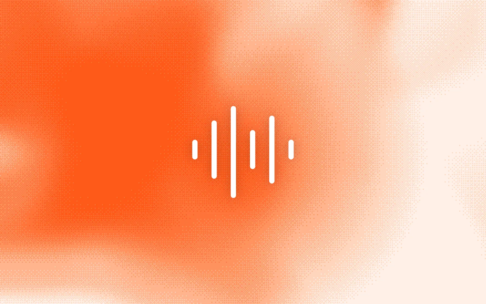 A white sound-wave icon on an orange dithered field