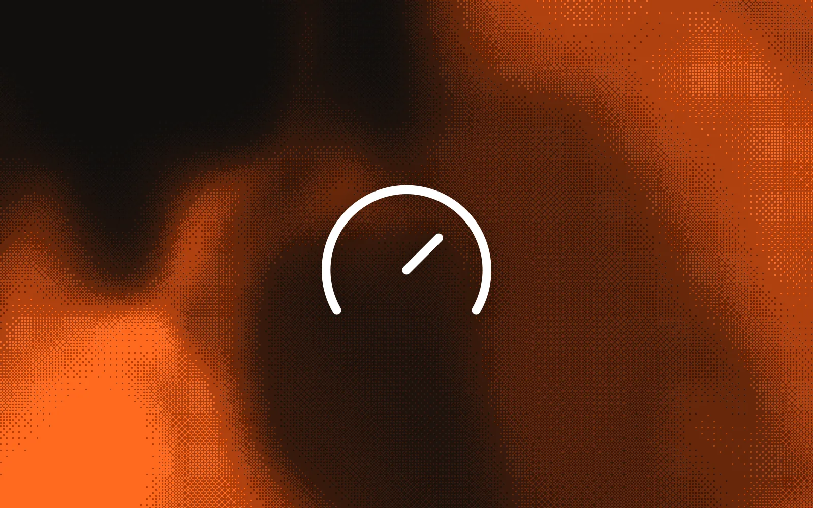 A white gauge icon on a dark dithered field